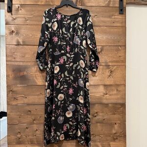 Vince Camuto Black Floral Long Sleeve Dress